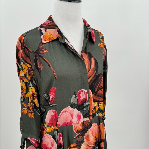 Soft Surroundings Provincia Green Floral 1/4 Sleeve Maxi Women's Dress Medium - Picture 3 of 10